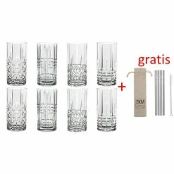 Am billigsten ⭐ Nachtmann Longdrink Set/8-teilig Highland 0097784-0 X 2 + 4er Set EKM Living Edelstahl Trinkhalme ⭐